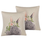 Set di 2 cuscini decorativi in cotone tortora stampa coniglietto pasquale 45 x 45 cm quadrati