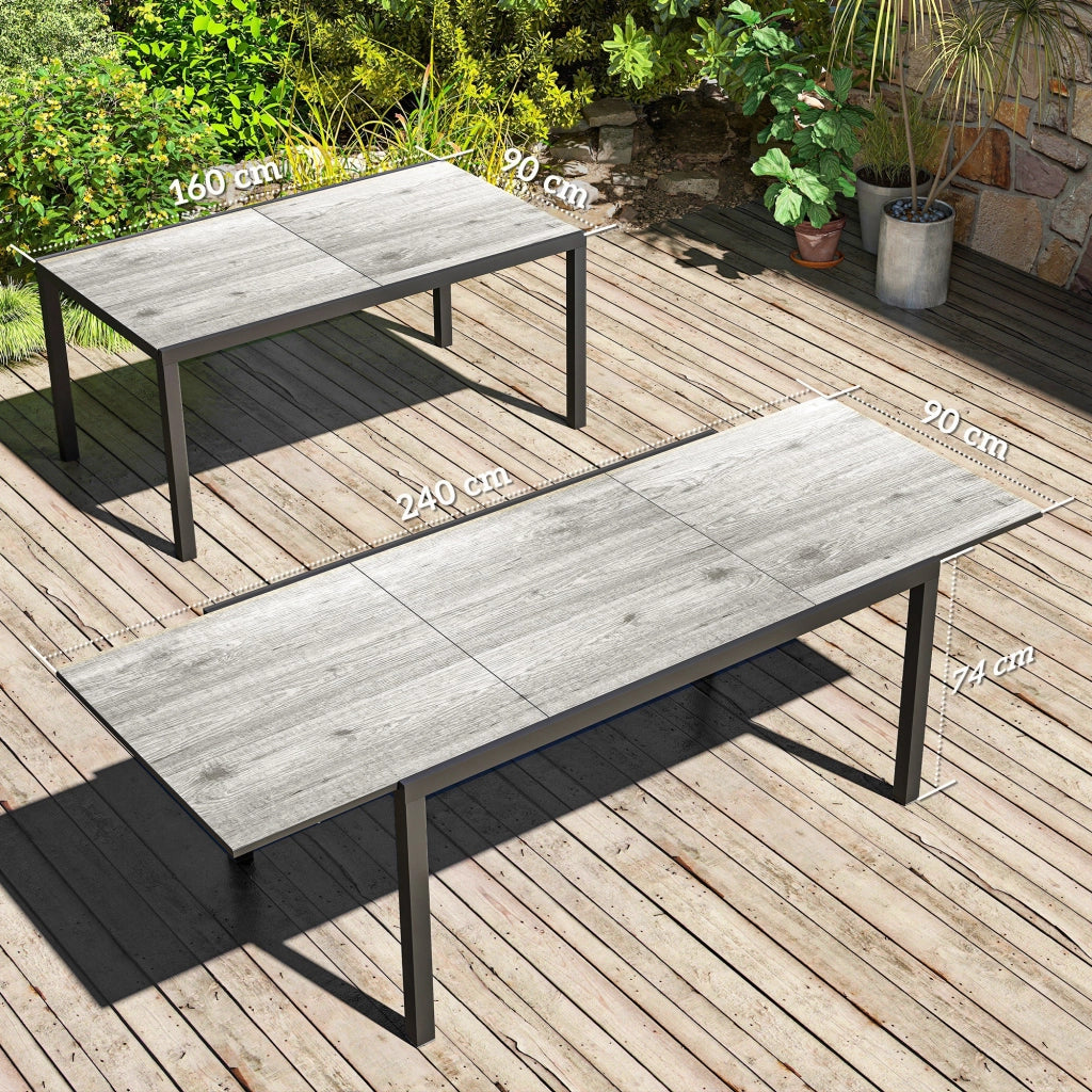 Tavolo da pranzo allungabile per giardino ¨C zephmum ¨C alluminio e acciaio grigio 160-240 cm