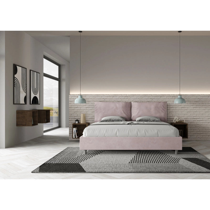 Letto imbottito Matrimoniale 190x200 cm Large - Contenitore,Glicine,Microfibra