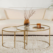 Aedion, Tavolino da Salotto Cassetti, 80x80x43h cm oro