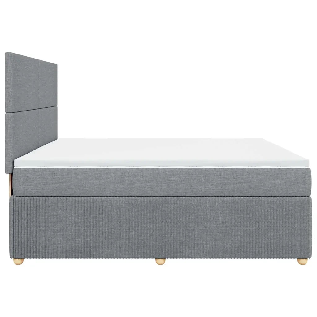 Giroletto a Molle con Materasso Grigio Chiaro 200x200cm Tessuto