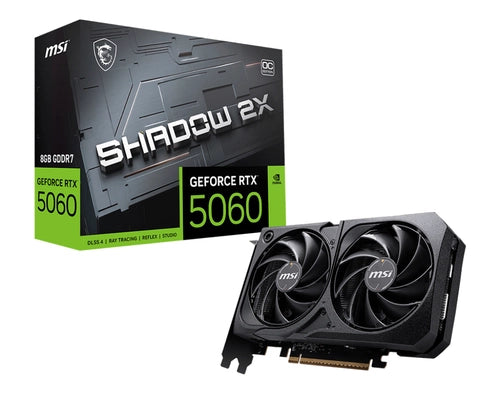 Msi vga geforce rtx 5060, rtx 5060 8g shadow 2x oc, 8gb gddr7, hdmi/dp*3, atx, dual fan, oc, bulk ed - RTX 5060 8G SHADOW 2X OC BULK