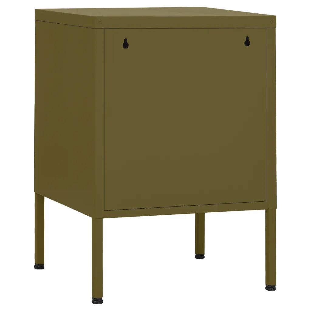Comodini 2 pz-Set di 2 Tavolino da notte Verde Oliva 35x35x51 cm in Acciaio