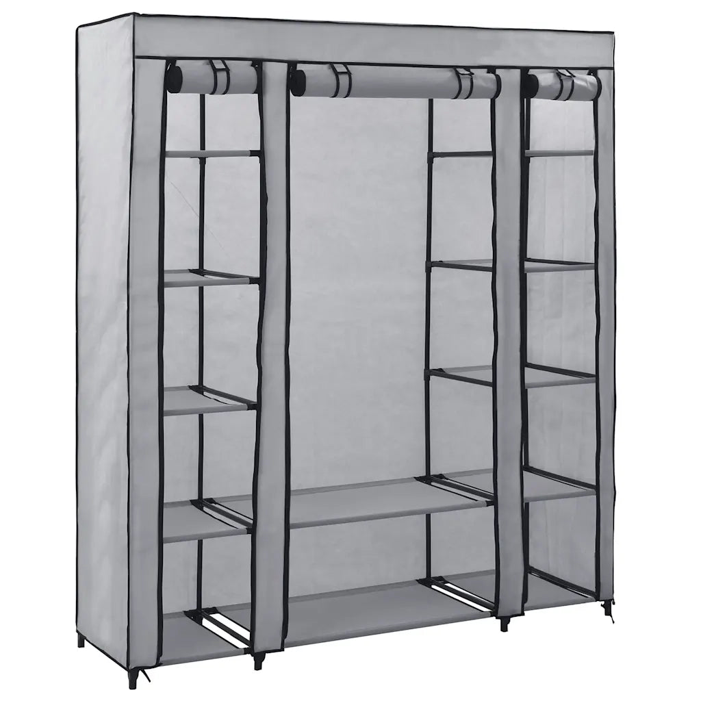 Armadio con Scomparti e Aste Grigio 150x45x176 cm in Tessuto CFW5972126