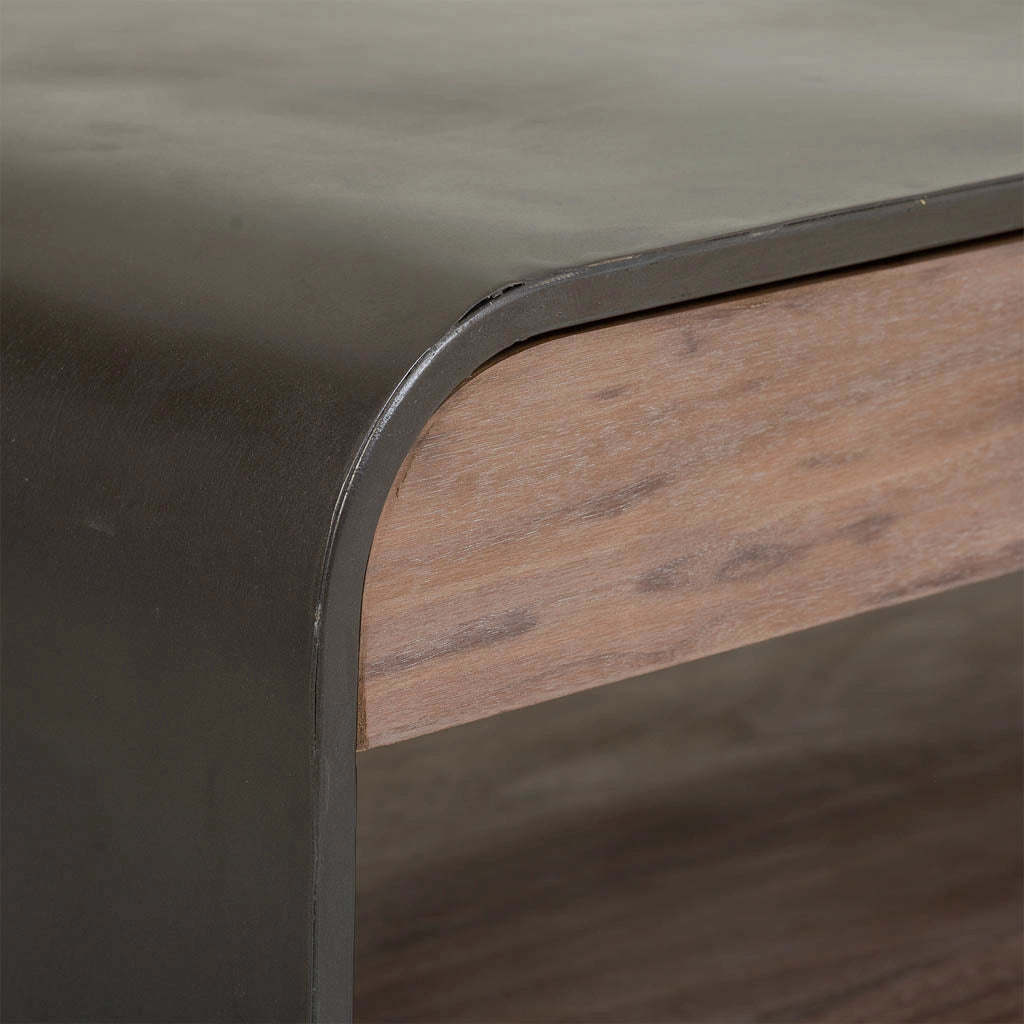 Tavolino da salotto in legno e metallo nero 120x62x41