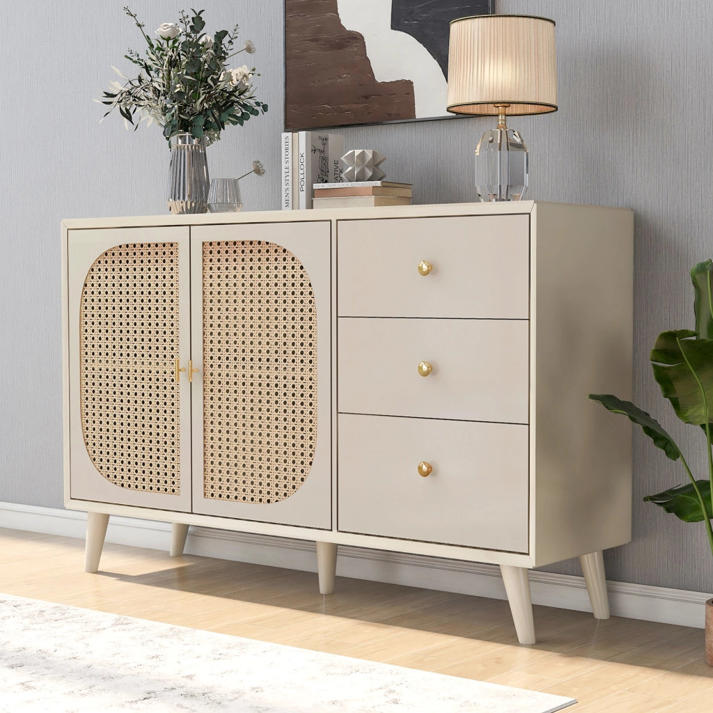 Mobile TV con ante e cassetti - Zephmum- Offwhite Creme 120 cm