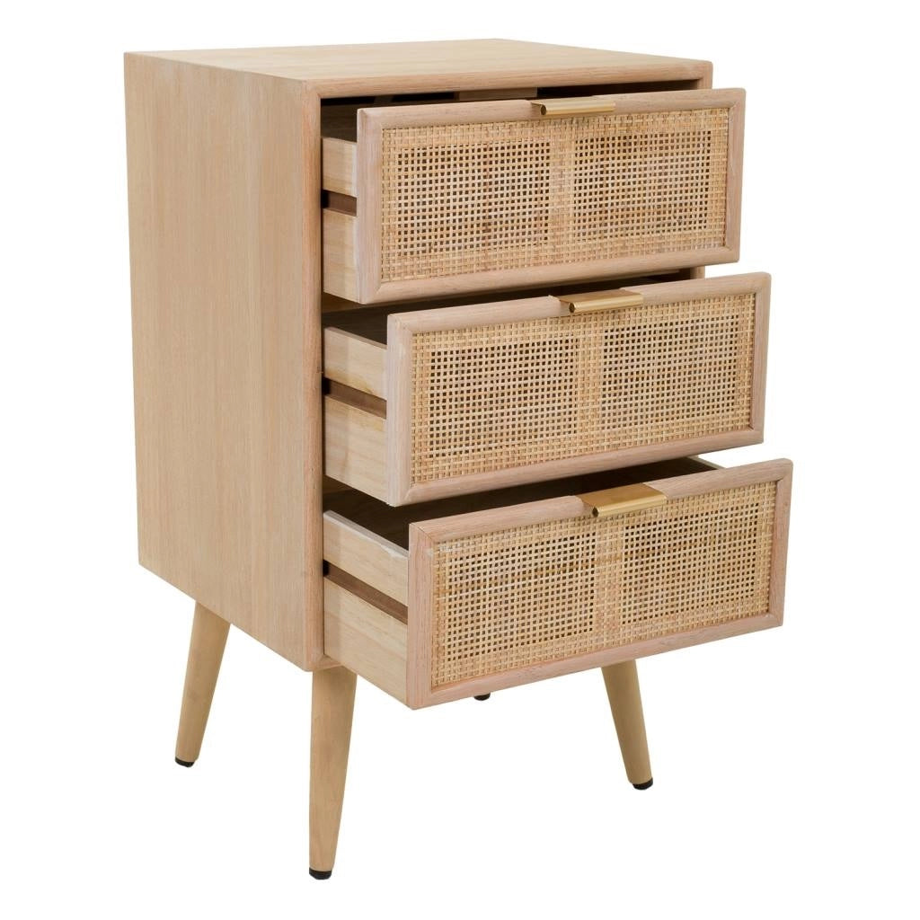Comodino in MDF e griglia, marrone, 42x36,5x71 cm