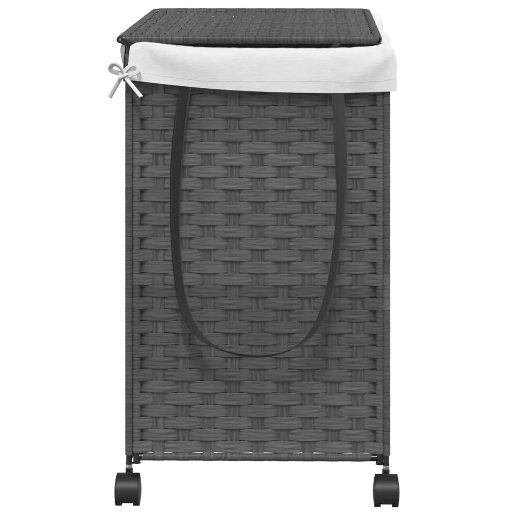Cesto Portabiancheria con Ruote Grigio 60x35x60,5 cm Rattan 372041