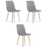 Set di 3 sedie Turin in velluto grigio chiaro e gambe effetto legno