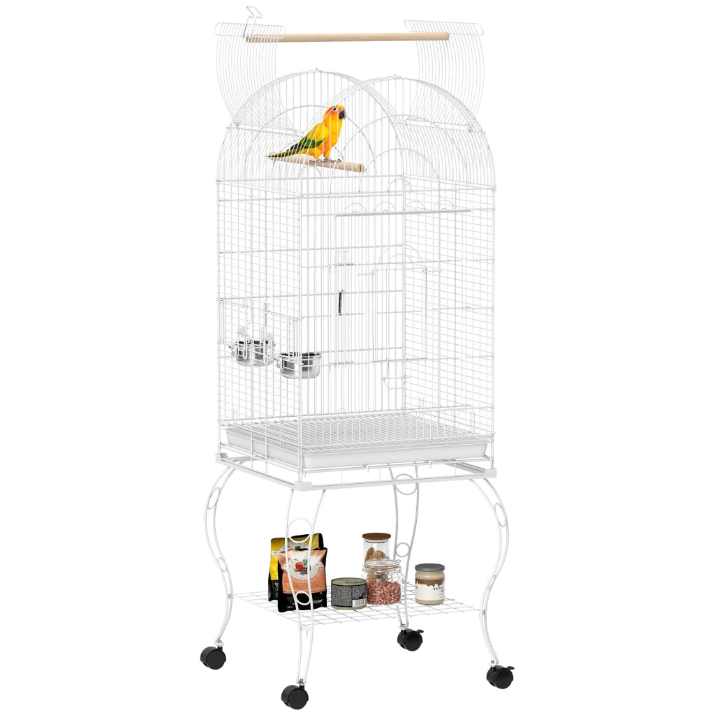 Gabbia per Uccelli con Ruote ¨C Minimal ¨C Bianco 51x51x153 cm