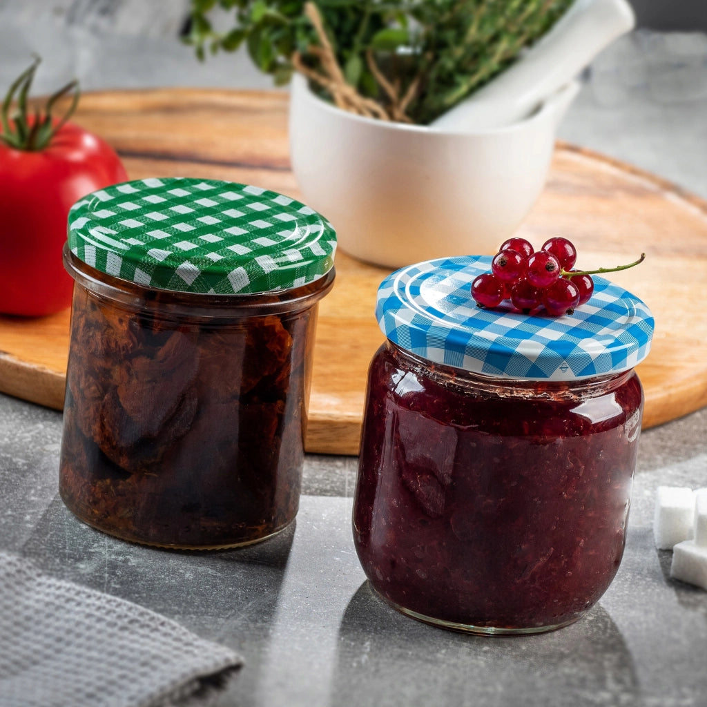 KADAX 10 pezzi Barattoli da 350 ml per miele, conserve, marmellata, tappi e coperchi Fi 82