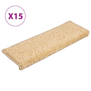 Tappetini per scale 15 pz | Gradini per Scale 65x21x4 cm Crema Bordo rettangolare