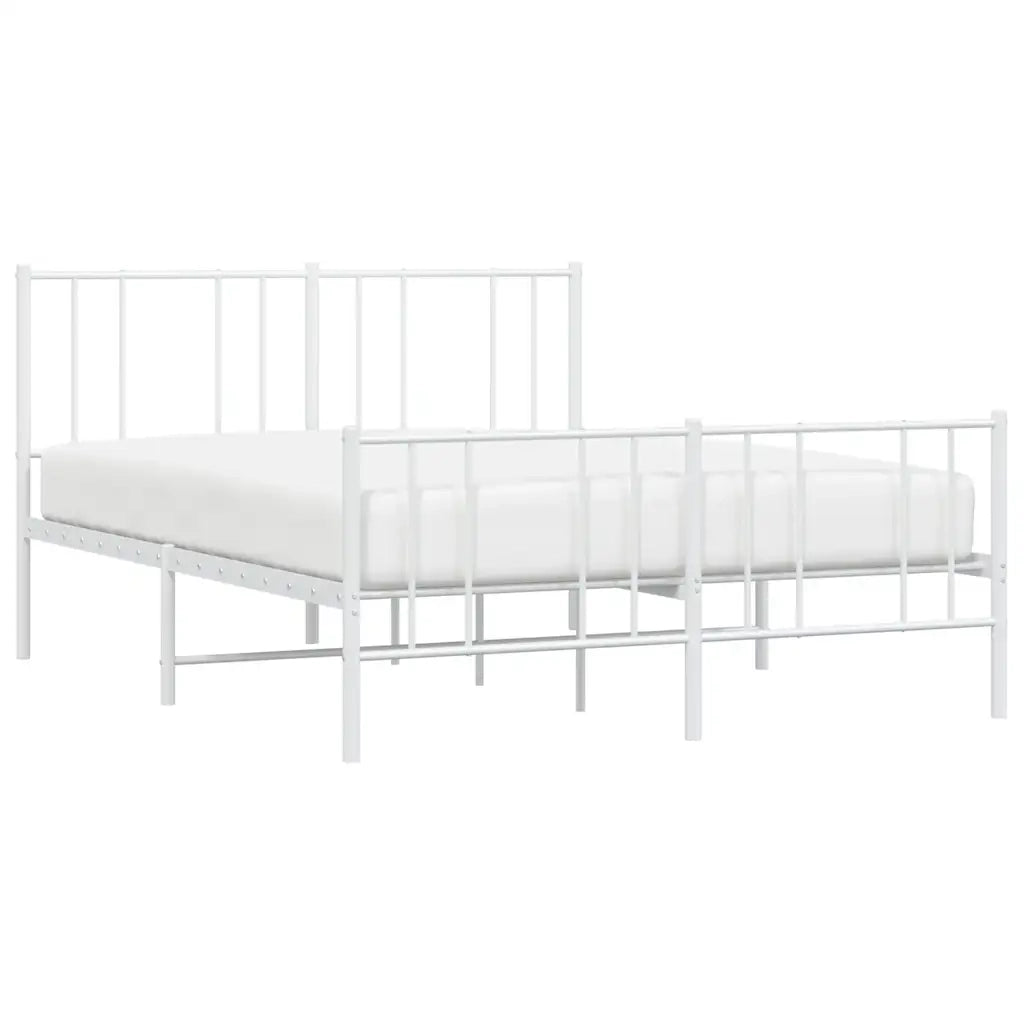 Giroletto con Testiera e Pediera-Struttura Letto Metallo Bianco 135x190 cm 766343