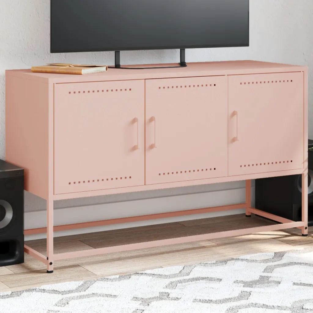 Mobile TV-Credenza per TV-Console TV Rosa 100,5x39x60,5 cm in Acciaio 902964