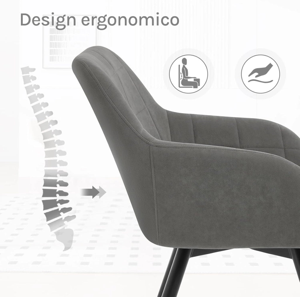Sedia da Pranzo Girevole, Sedia da Cucina Ergonomica Imbottita in Velluto con Gambe in Metallo, Poltrona per Salotto, Ufficio, Camera da Letto, Balcone, Beige, EZS85be-1