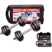 Trade Shop - Set Manubri Regolabili Ghisa Da 15 Kg Per Bodybuilding Fitness Sollevamento Pesi -