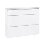 Mobile Portascarpe Amuri, Scarpiera 24 Paia Made in Italy, 120x27x108h cm Bianco Lucido