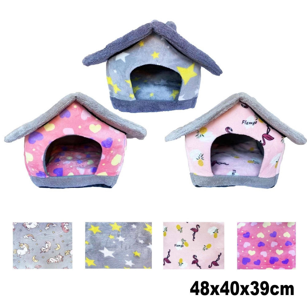 Trade Shop - Cuccia Morbida A Forma Di Casetta Per Cane Gatto Animali 48x40x39cm Tg. Media -