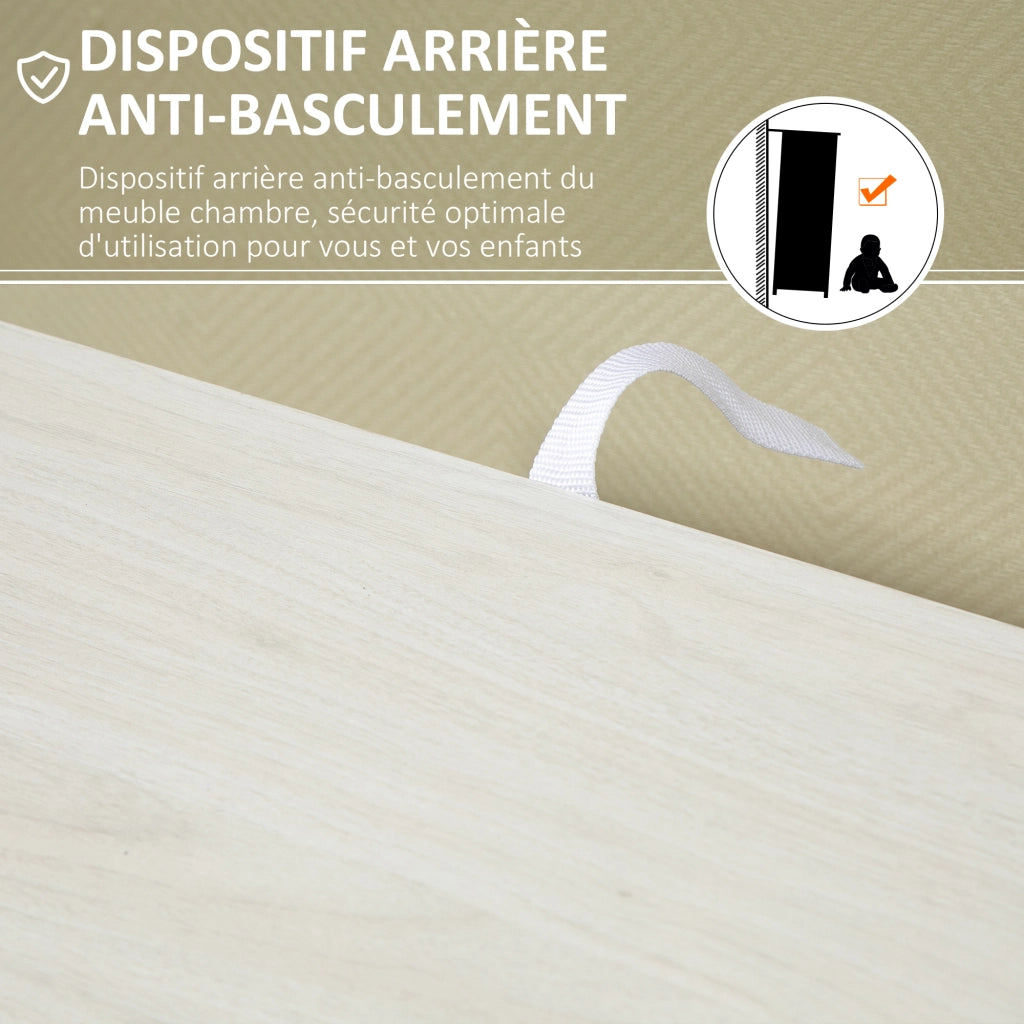 Cassettiera moderna con ante e 4 cassetti ¨C Zephmum ¨C Legno bianco 60x40x