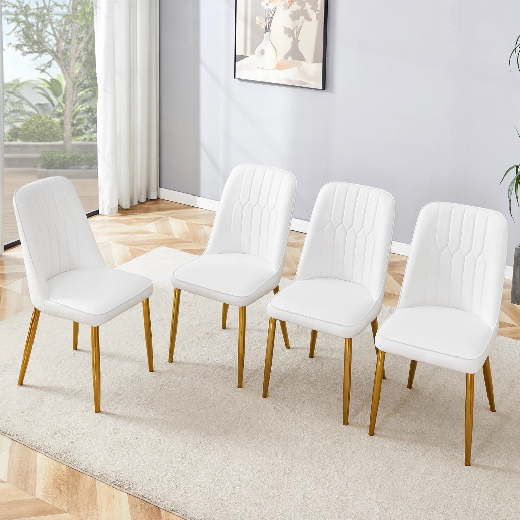 SEDIA da pranzo ergonomica 89 cm PU bianco oro