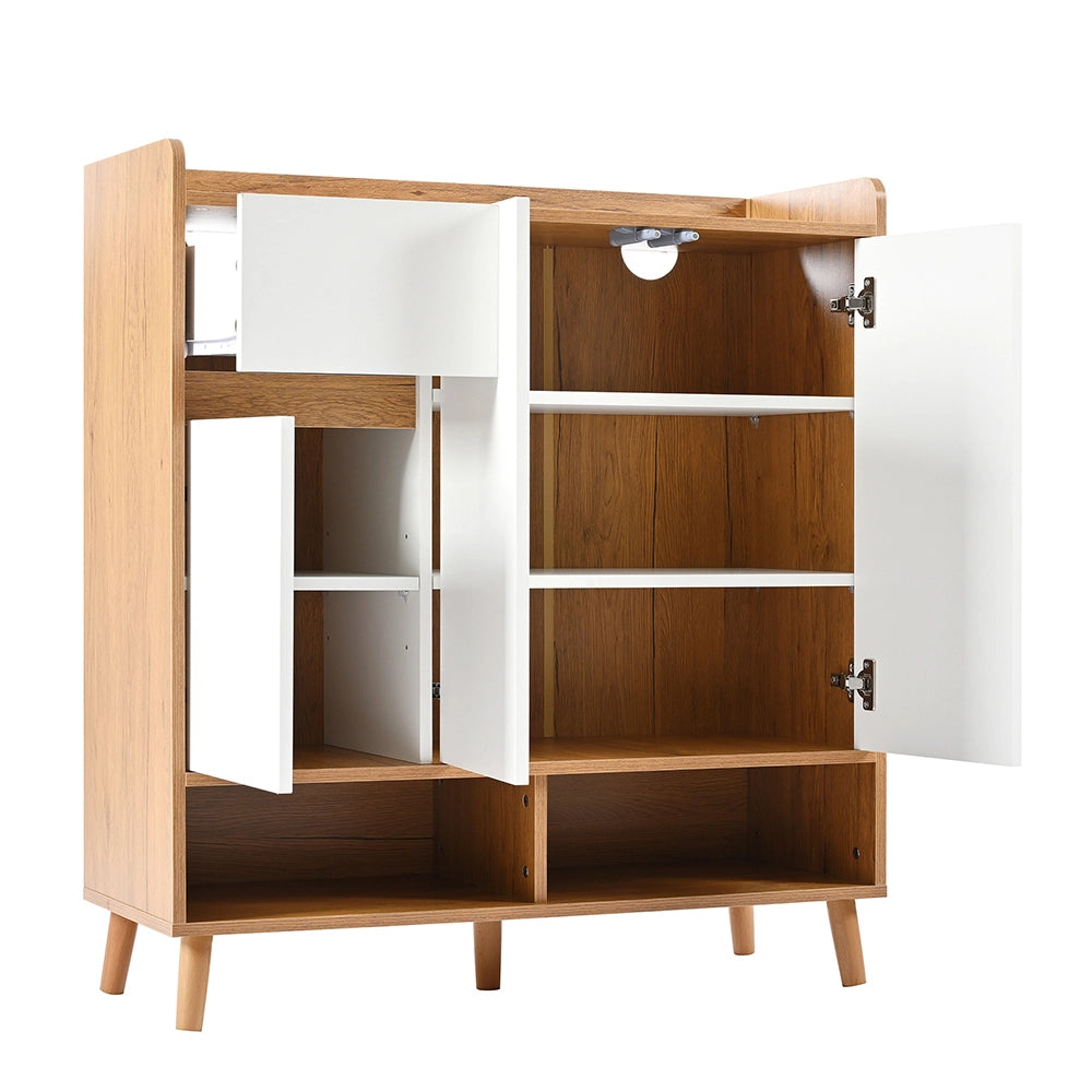 Commode buffet con ripiani regolabili - Xylo - H99xL90xP35 cm - Gambe in legno massello