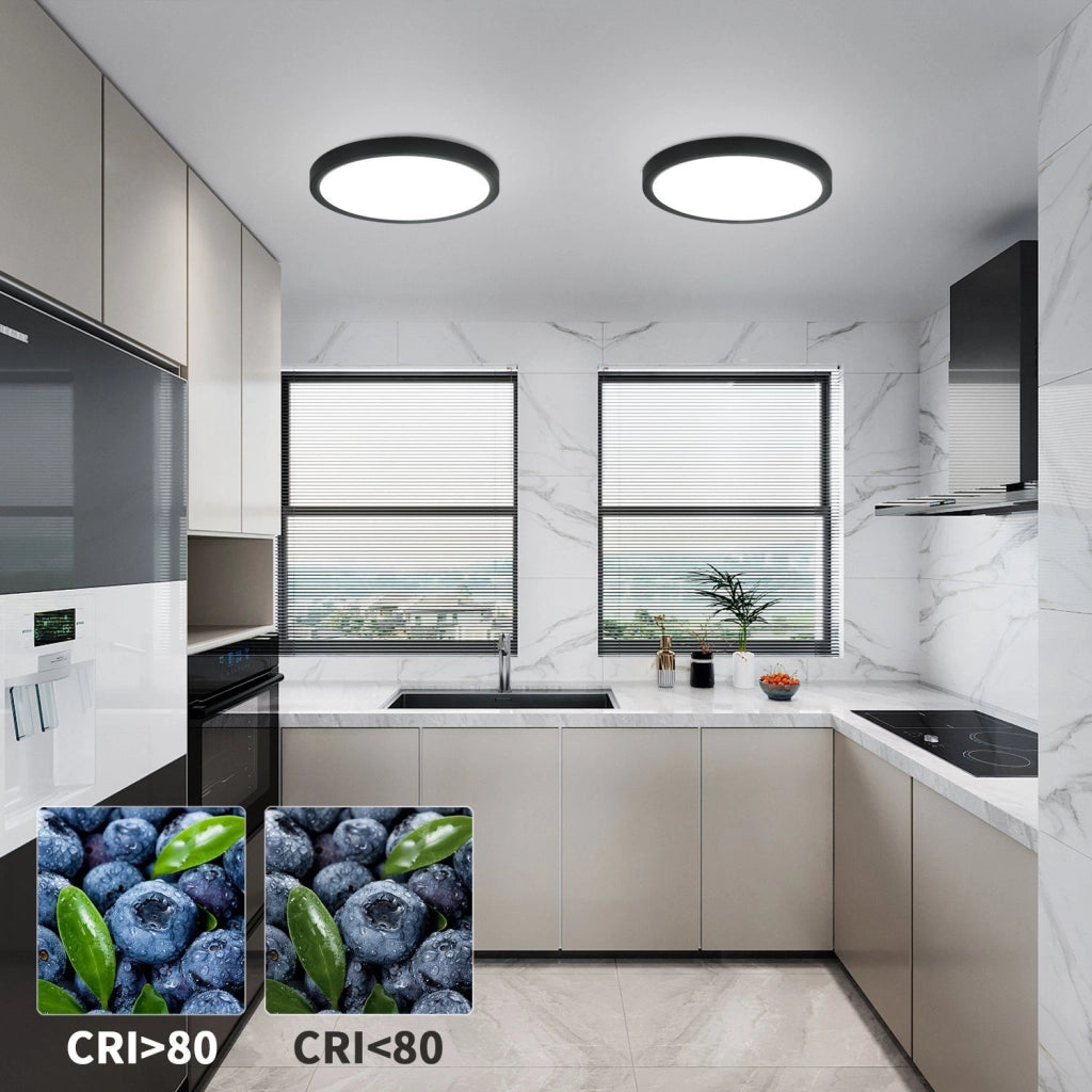 ZMH Lampada da soffitto LED nera IP44 23cm facile installazione