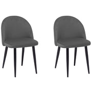 Set di 2 sedie da pranzo in tessuto di velluto grigio moderno design retrò gambe oblique nere