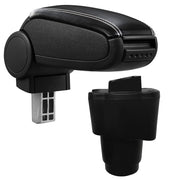 Bracciolo Centrale con Vano Portaoggetti per Auto Poggiabraccio per Automobile Specificata in Marca - Rivestimento in Similpelle - Nero con Cucitura Bianca - Dacia Sandero II