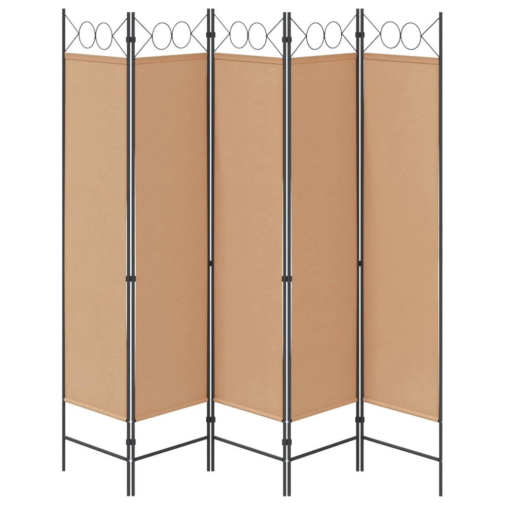 Paravento a 5 Pannelli Beige 200 x 180 cm Tessuto 42039191
