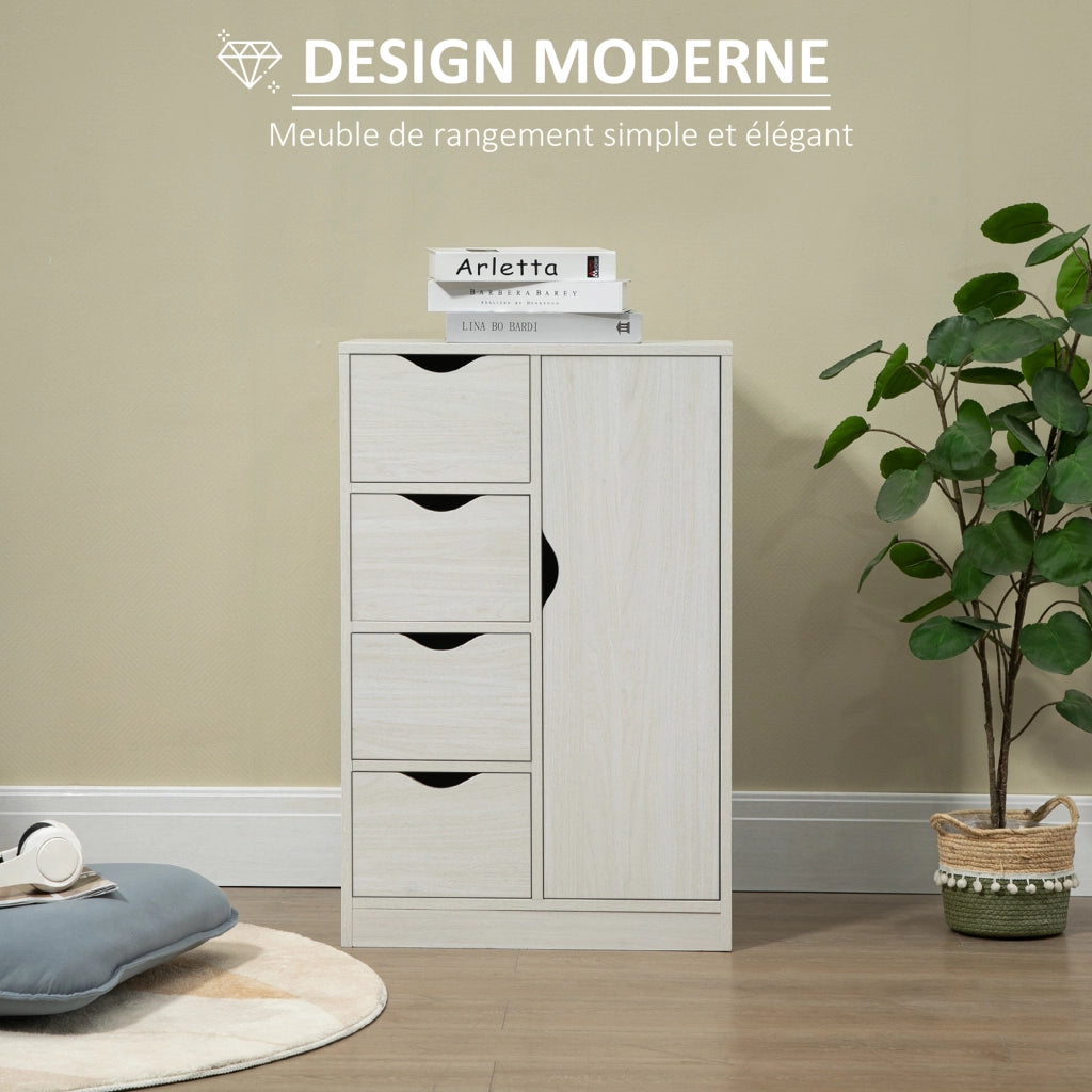 Cassettiera moderna con ante e 4 cassetti ¨C Zephmum ¨C Legno bianco 60x40x