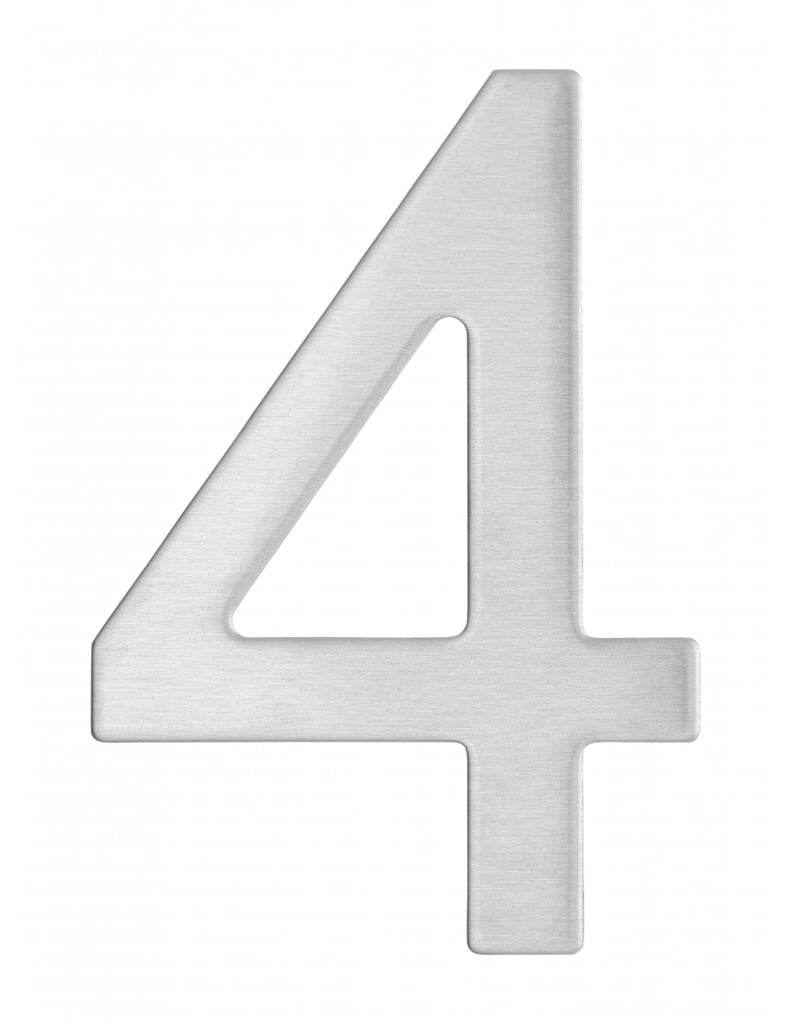 Numero 4 adesivo in acciaio inox, altezza 76 mm – THIRARD