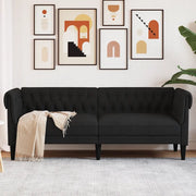 Divano Chesterfield a 3 Posti Nero in Tessuto 372558