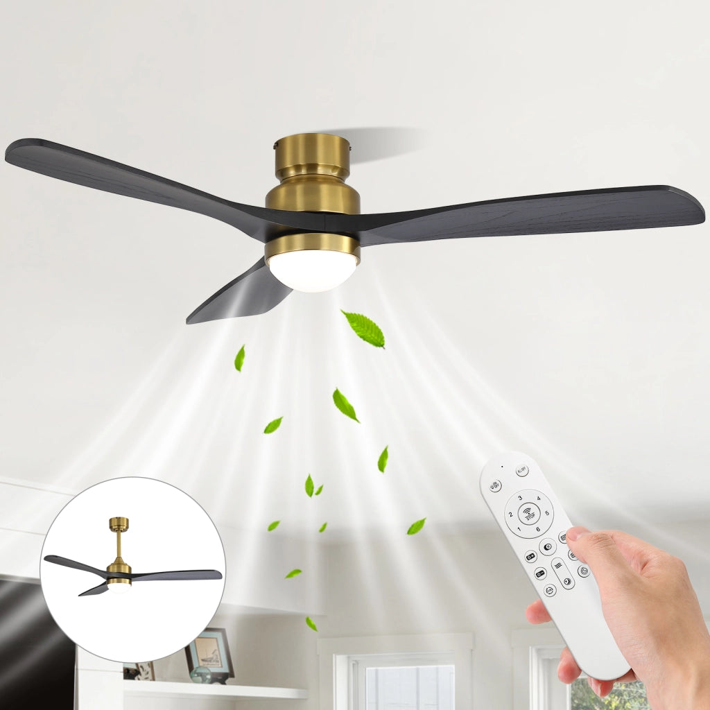 Ventilatore da soffitto reversibile con LED dimmerabile, 6 velocit¨¤ e telecomando, oro