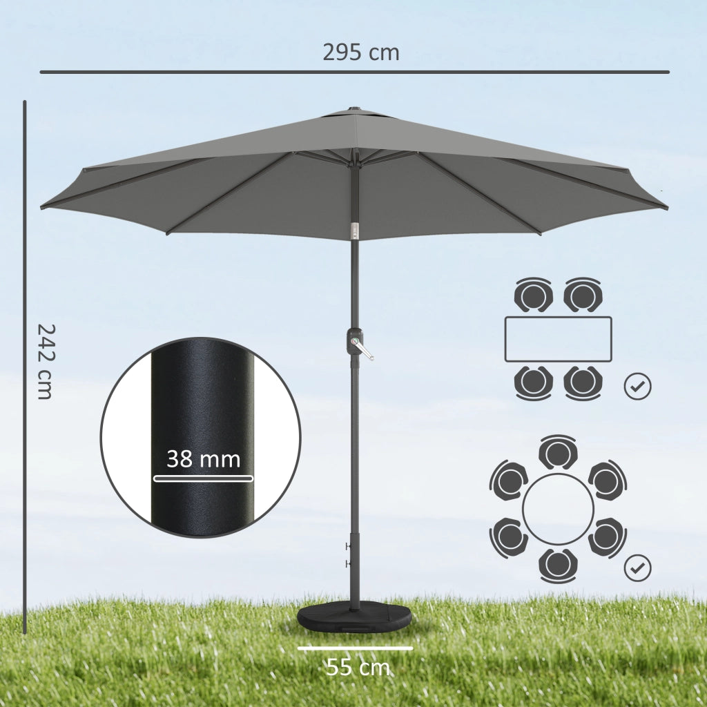 Ombrellone da balcone pieghevole ?300 cm ¨C zephmum ¨C grigio scuro con base a croce e manovella