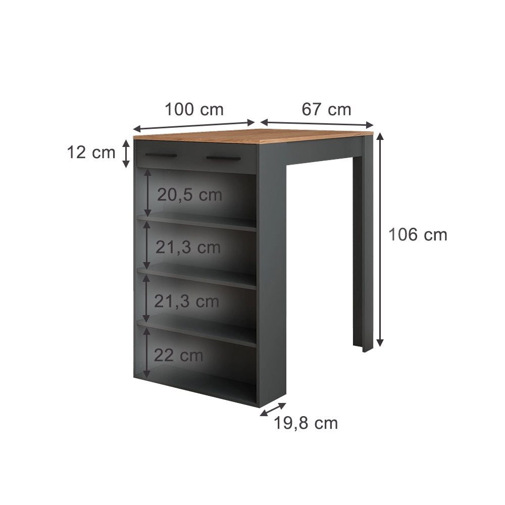 Vicco tavolo bar alto Quercia dorata/antracite 67 x 100 cm