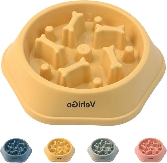 Bacetto lento per cani piccoli e medi anti-soffocamento gioco di abilitazione canino bacetto antiscivolo per alimentazione salutare lavabile in lavastoviglie (M Giallo)