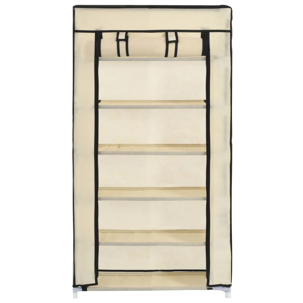 Scarpiera mobile contenitore per scarpe mobile per ingresso/corridoio/soggiorno con coperchio 58 x 28 x 106 cm tessuto crema 02_0021408