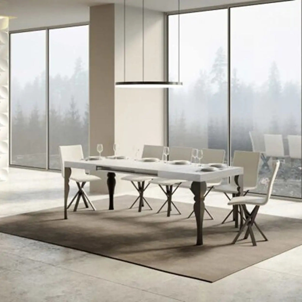 Tavolo allungabile 180/440x90 cm Paxon Premium colore bianco frassino gambe antracite