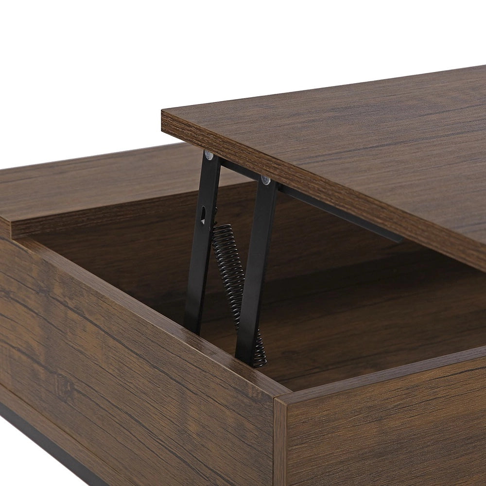 Tavolino da salotto legno e metallo nero con vano 100x55x40cm