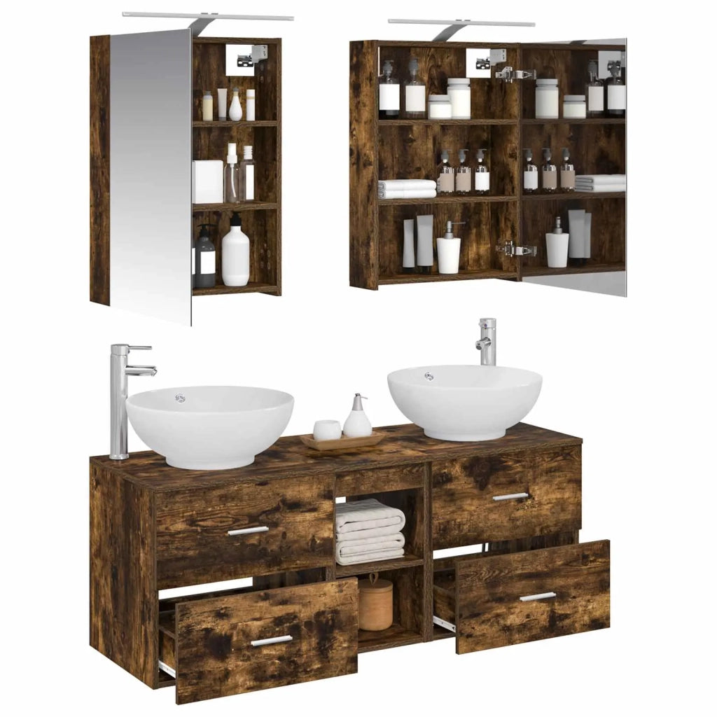 Set di mobili per il bagno 5 pcs Rovere Fumo 3406955