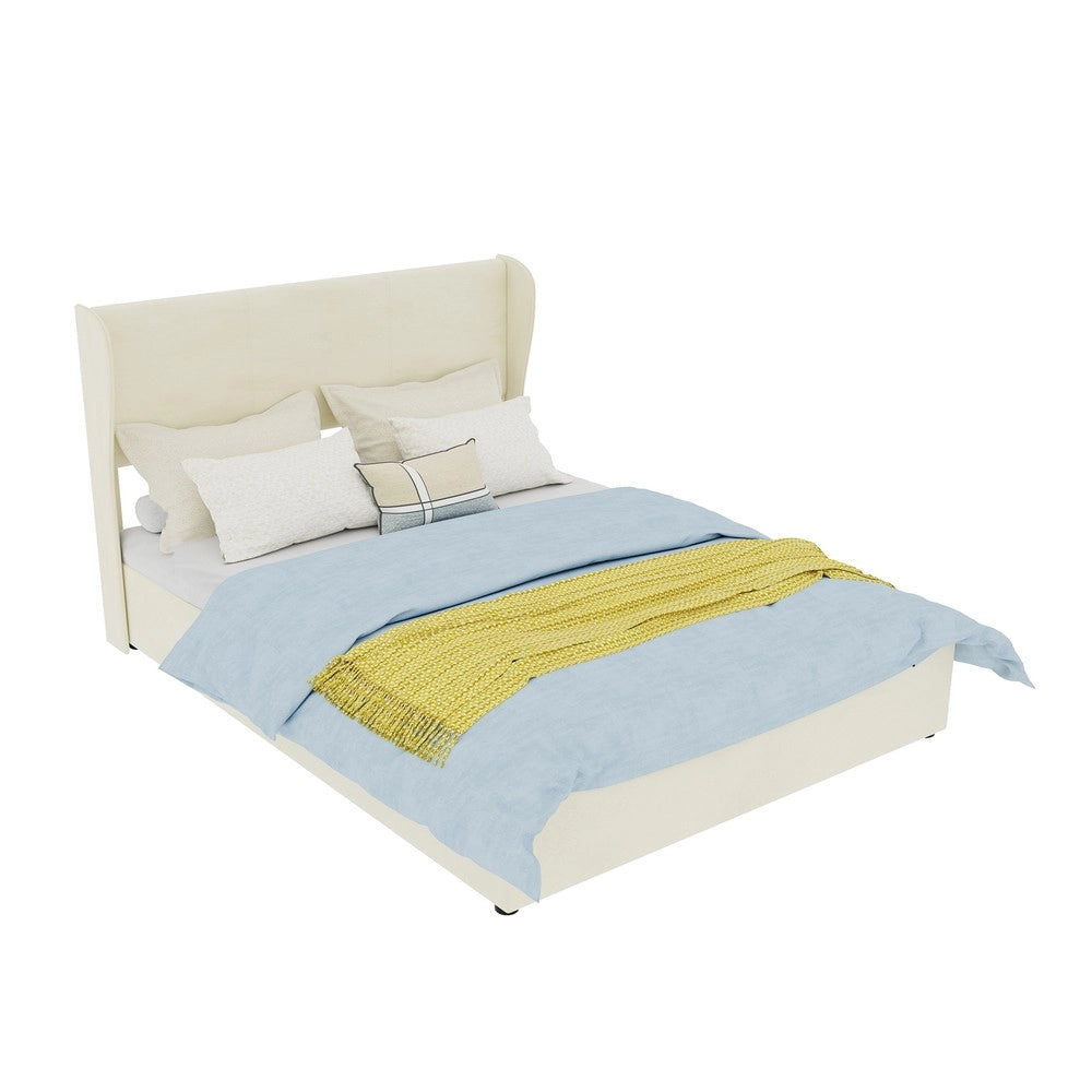 Letto Contenitore Imbottito con Testiera ¨C MINIMAL ¨C Beige 140x200 con Materasso