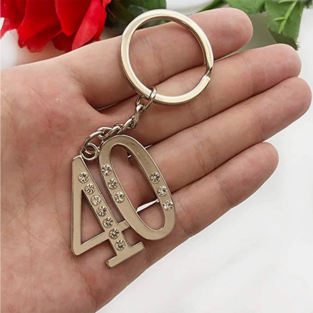 Trade Shop - 12 Portachiavi Porta Chiave Con Numero 40 Bomboniere Confetti Per Compleanno -