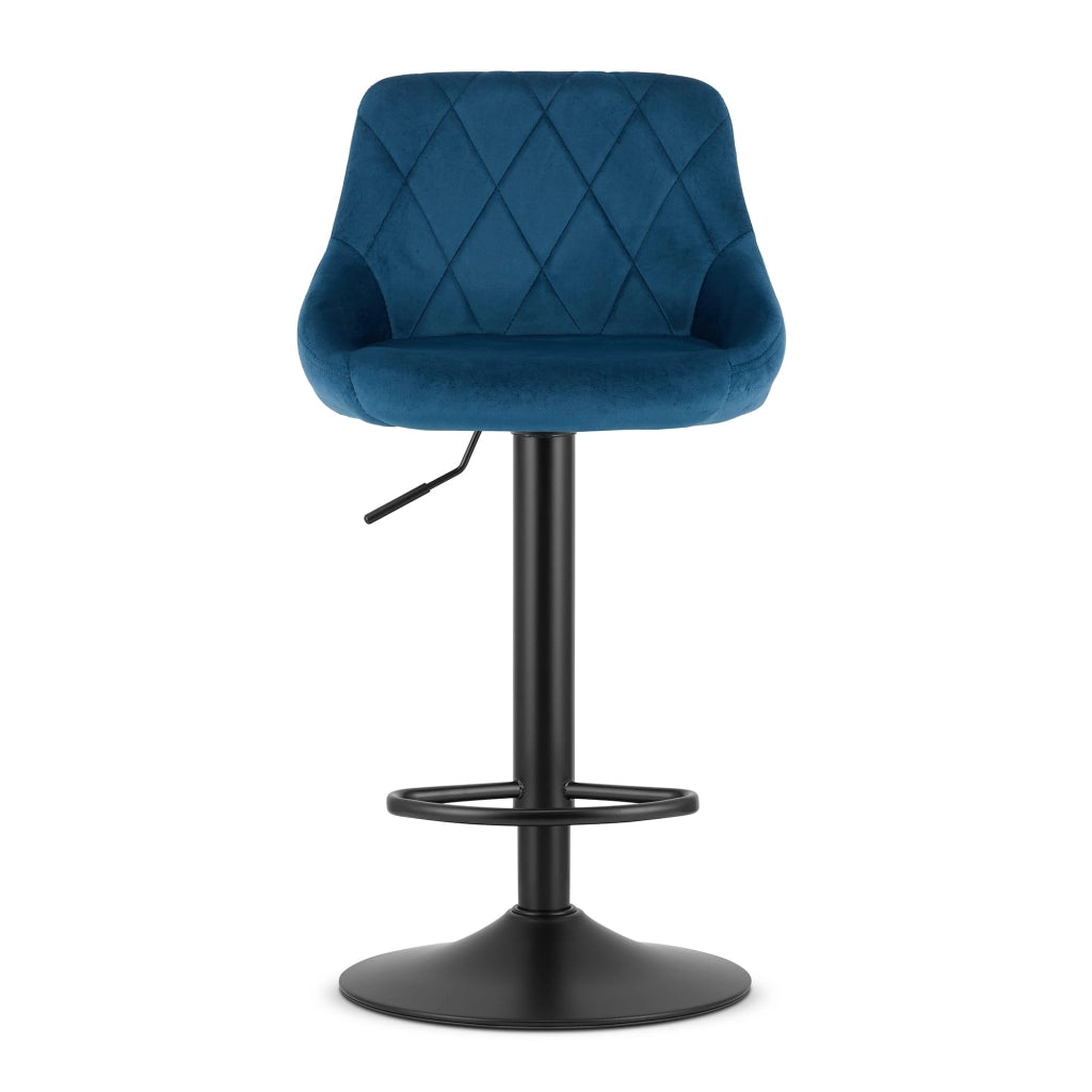 Sgabello girevole Valora DAKA in velluto blu navy con base nera