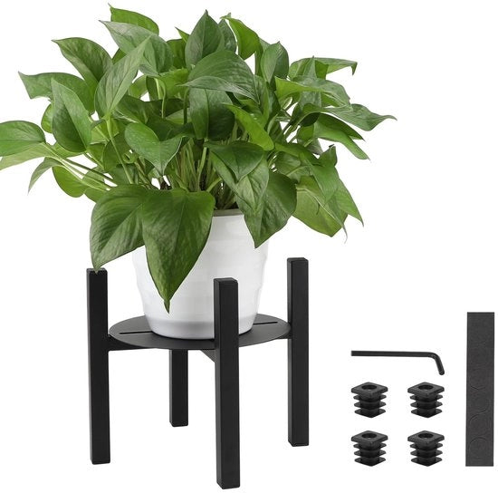 Verstelbare standaard per piante, 21 cm alto, standaard per fiori in metallo, kruk per piante con piatto di 24 a 36 cm di diametro