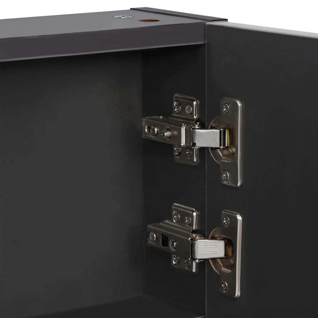 Mobiletto da bagno con specchio LED 50 x 13 x 70 cm MDF nero 02_0006564
