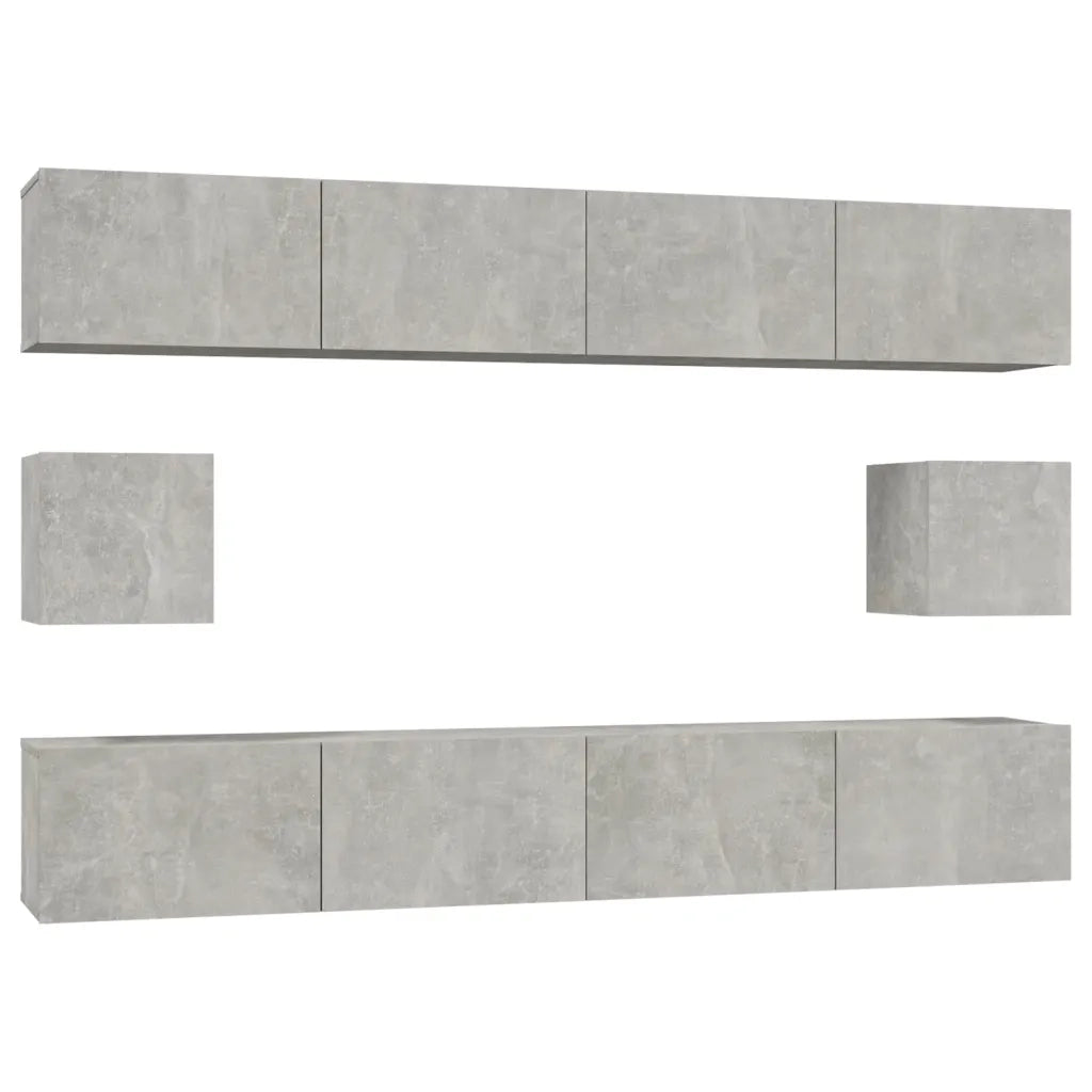 Set di Mobili Porta TV 6 pz Grigio Cemento in Legno Multistrato 3114369