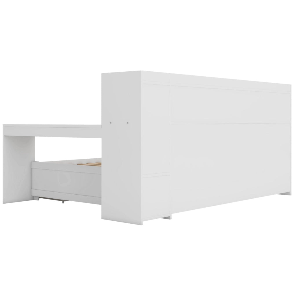 Letto multifunzione 90x200 cm con scrivania, cassetti e prese USB