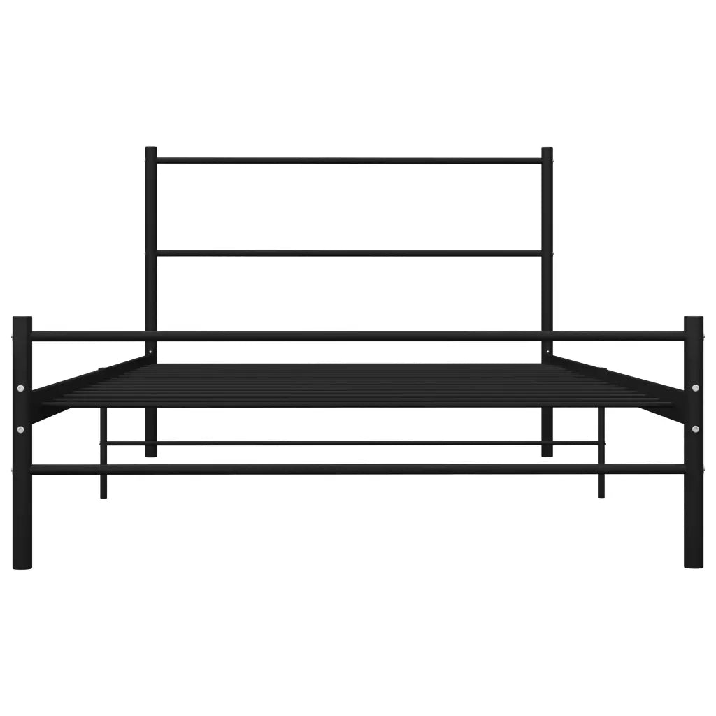Letto singolo | Letto per adulti | Giroletto Nero in Metallo 100x200 cm