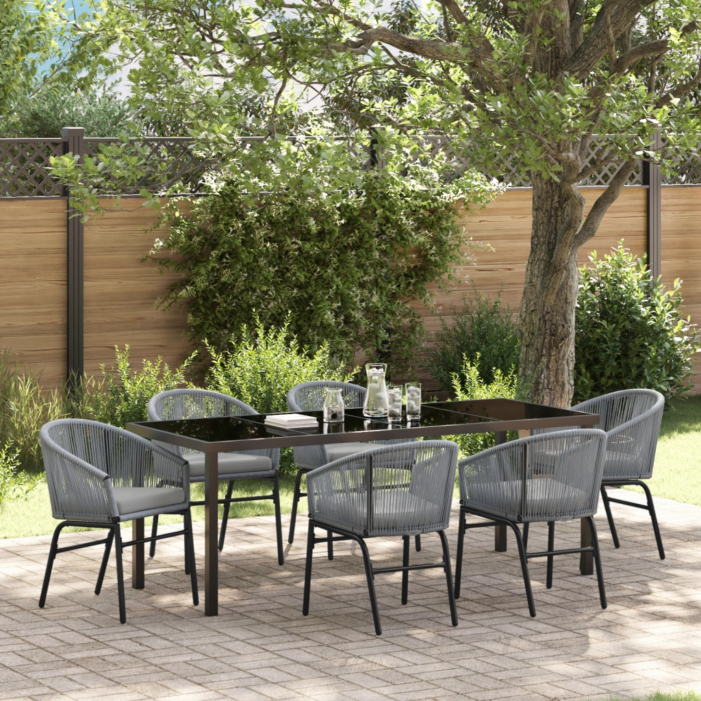 Set da pranzo da giardino 7 pezzi Grigio Rattan PE