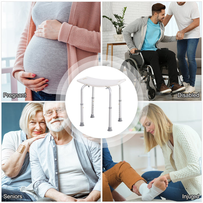 Sgabello per Doccia Bagno antiscivolo bianco altezza regolabile